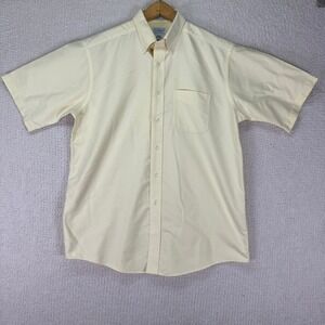 L.L. Bean Wrinkle Free Button Down Short Sleeve Casual Shirt Yellow Size 16 REG